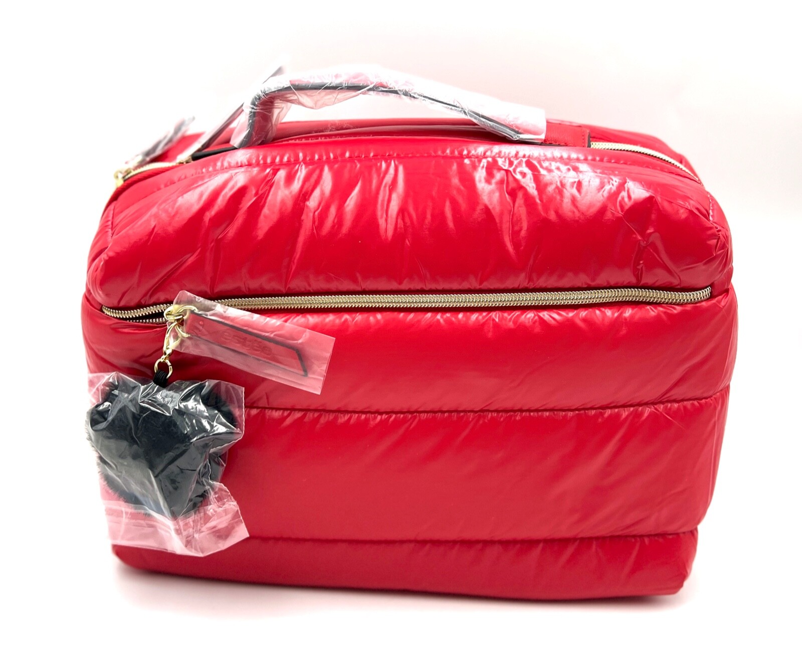 Estee Lauder Fluffy Train Case Bag + 3 Little Bags with Handle ~ Red