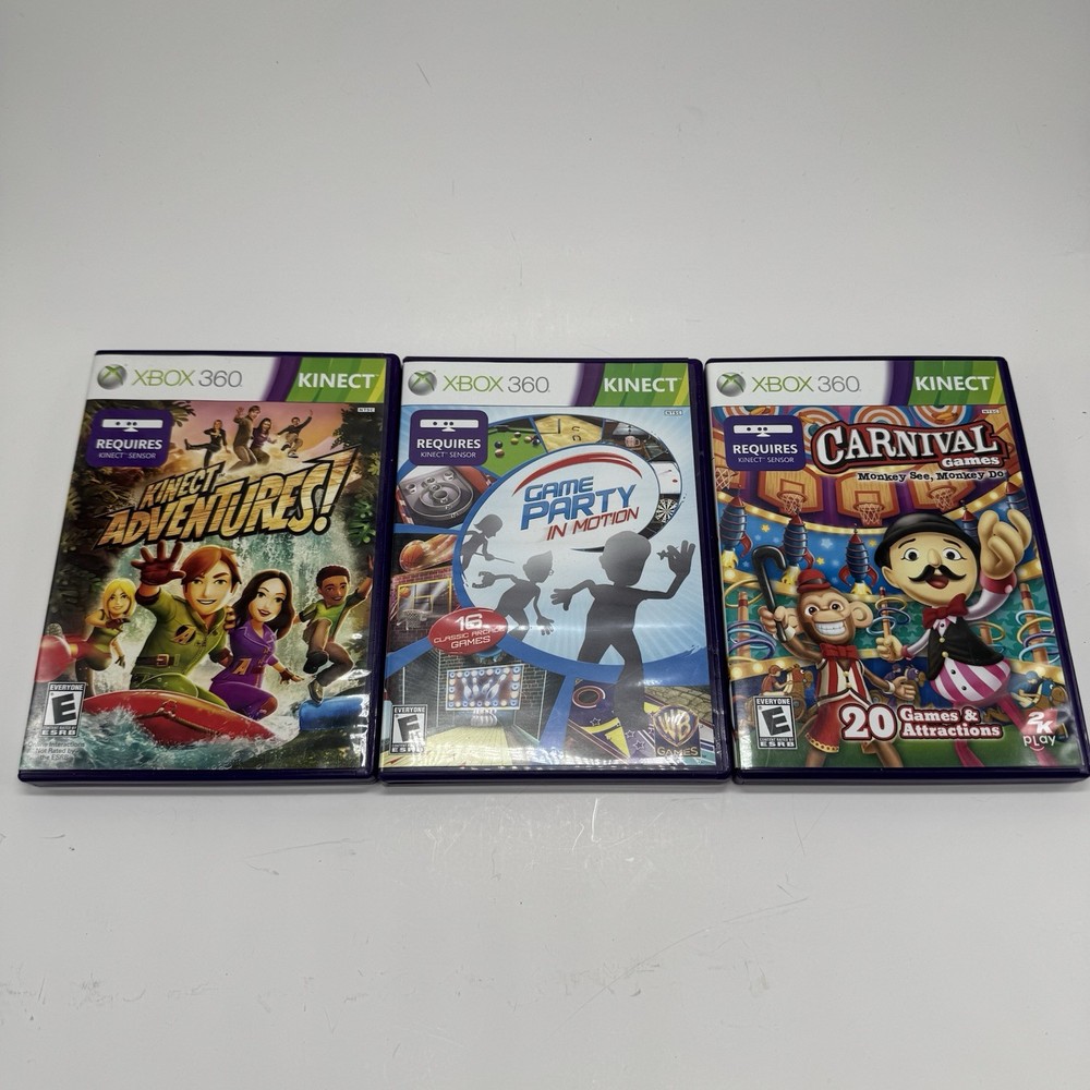 Microsoft Xbox 360 Kinect Sensor Bar 3 Games Bundle Kinect Adventures Carnival