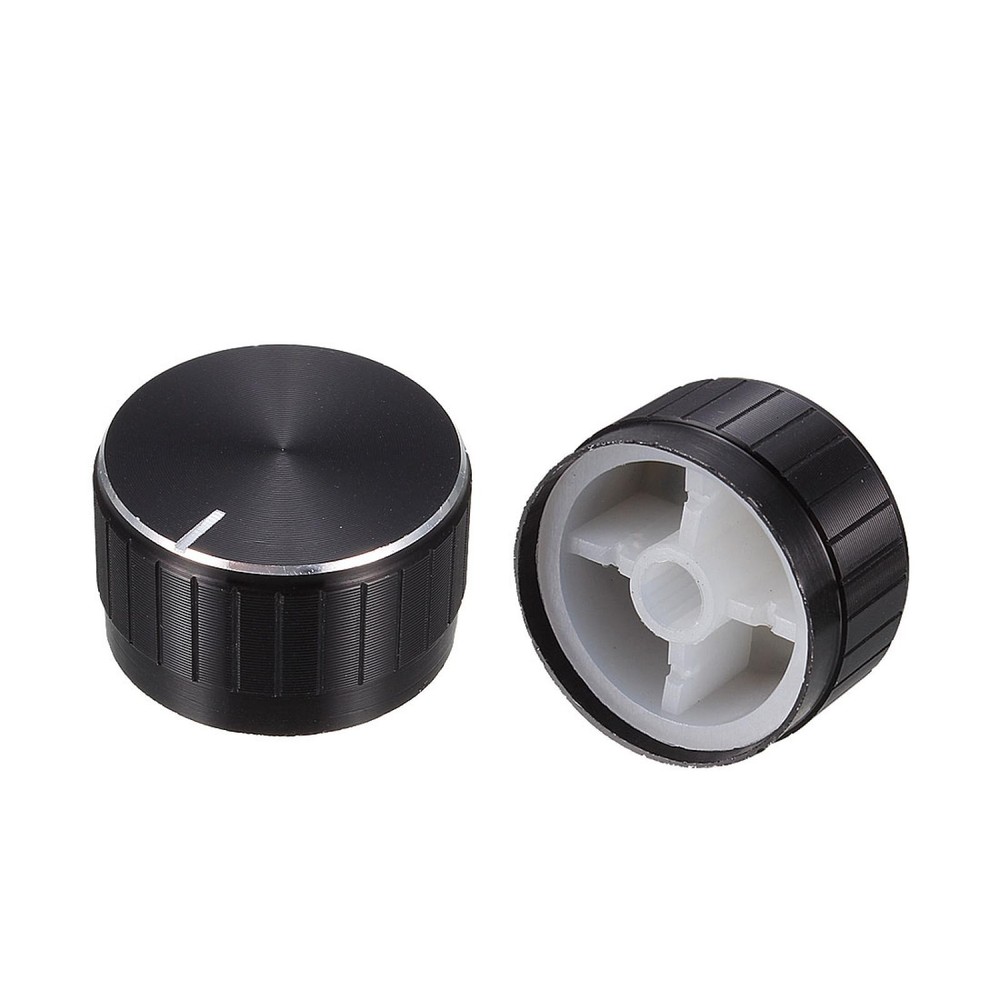 2 x Black Plastic Potentiometer Rotary Control Knobs Caps 17x30mm