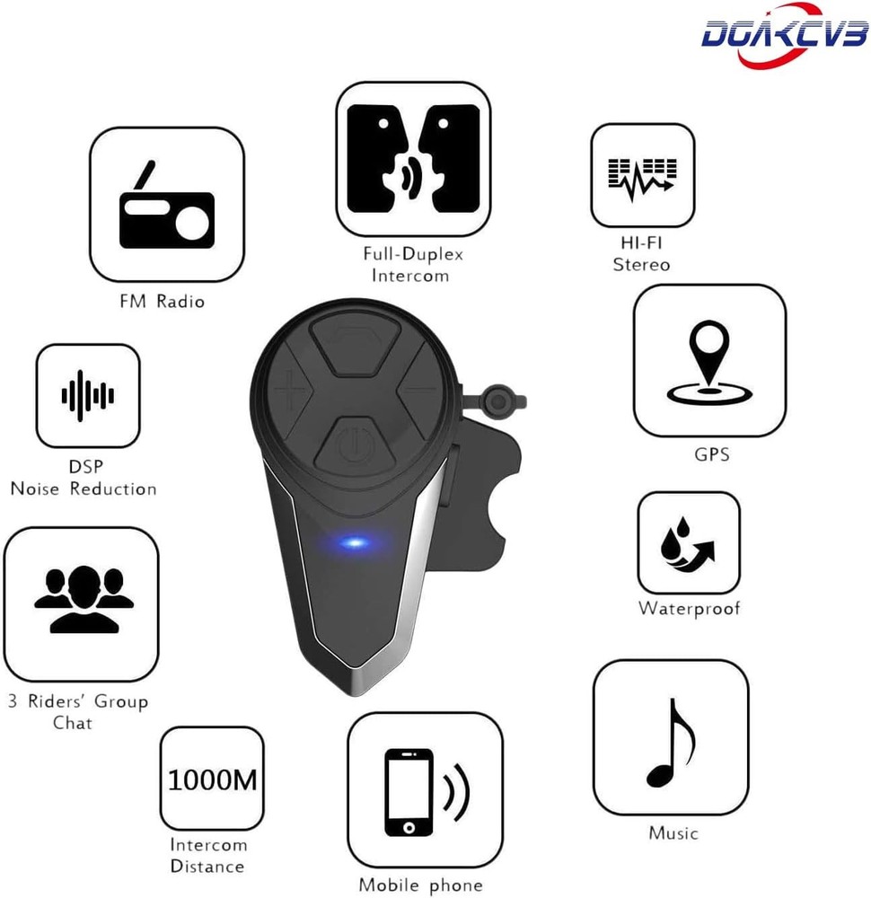 Motorcycle Bluetooth Headset, BT-S3 5.0 Dual Pack, Black
