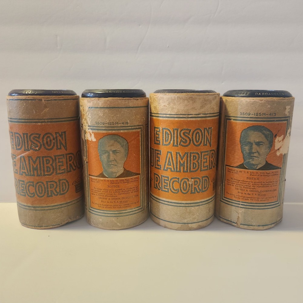 4 Edison  Blue Cylinder Record Untested