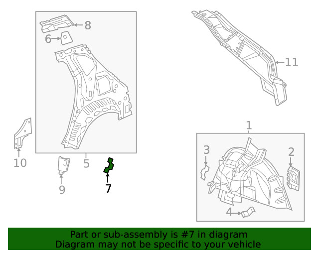 Genuine GM Quarter Inner Panel Bracket 22985491