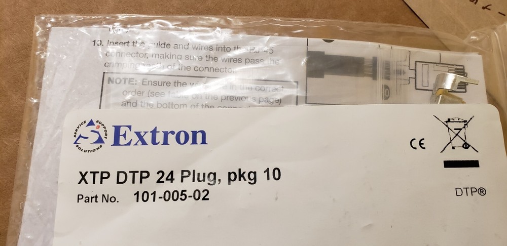 Extron 101-005-02 XTP DTP 24 Plug Shielded RJ-45 Plug Kit