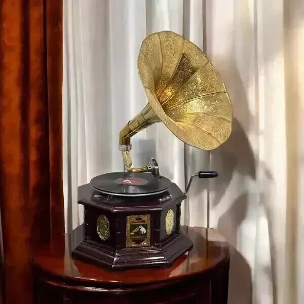 Antique HMV Gramophone Fully Functional Working Phonograph, win-up record player