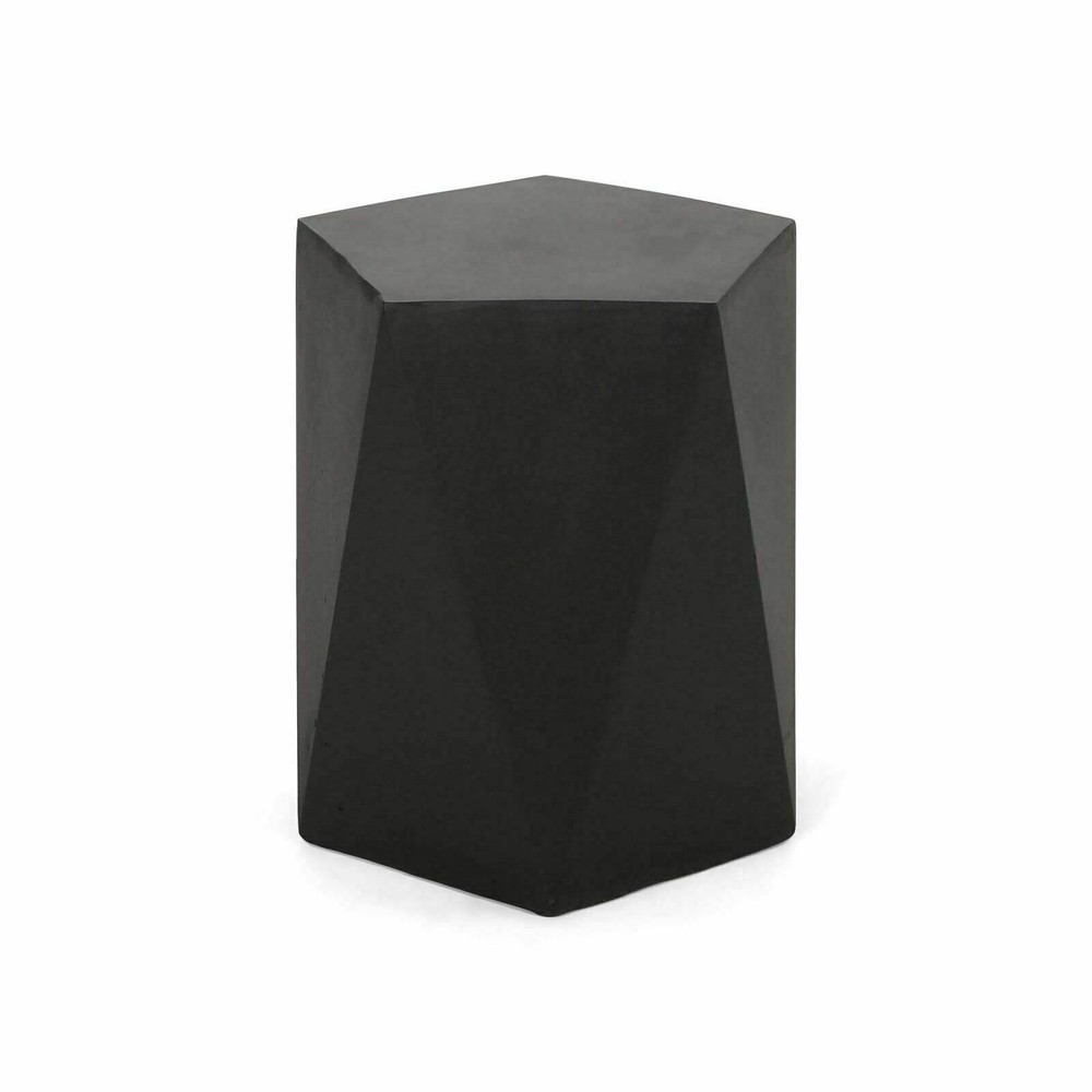 Outdoor Modern Geometric Side Table, Matte Black