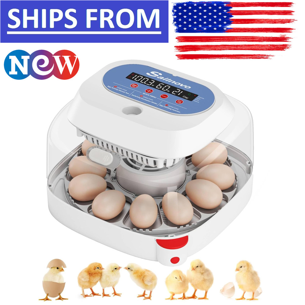 12 Egg Incubator for Hatching Eggs w/ 360° View Automatic Egg Turning&Display