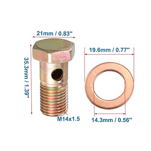 2 Set Banjo Bolt Brake Fitting Adapter Kit M14x1.5 Brake Line Thread Single