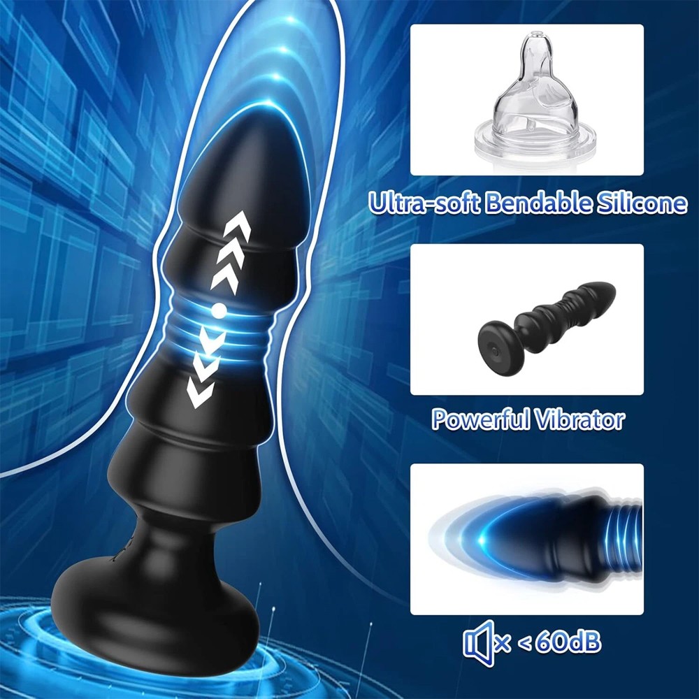 APP Remote Thrusting Vibrating Anal Plug Prostate Massager Dildo with Suction