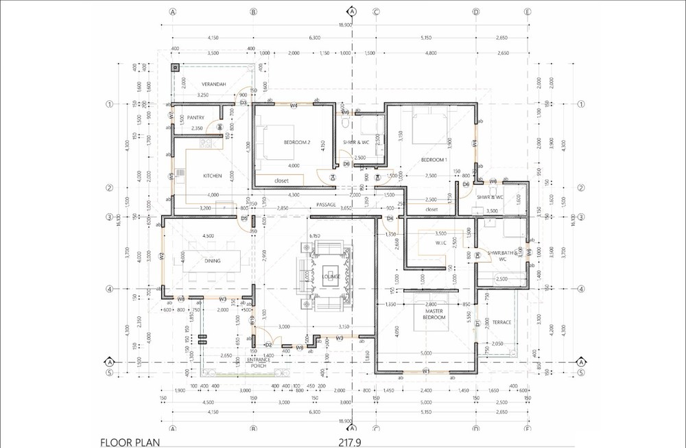 Three Bedroom Bungalow House Plans - Design Set