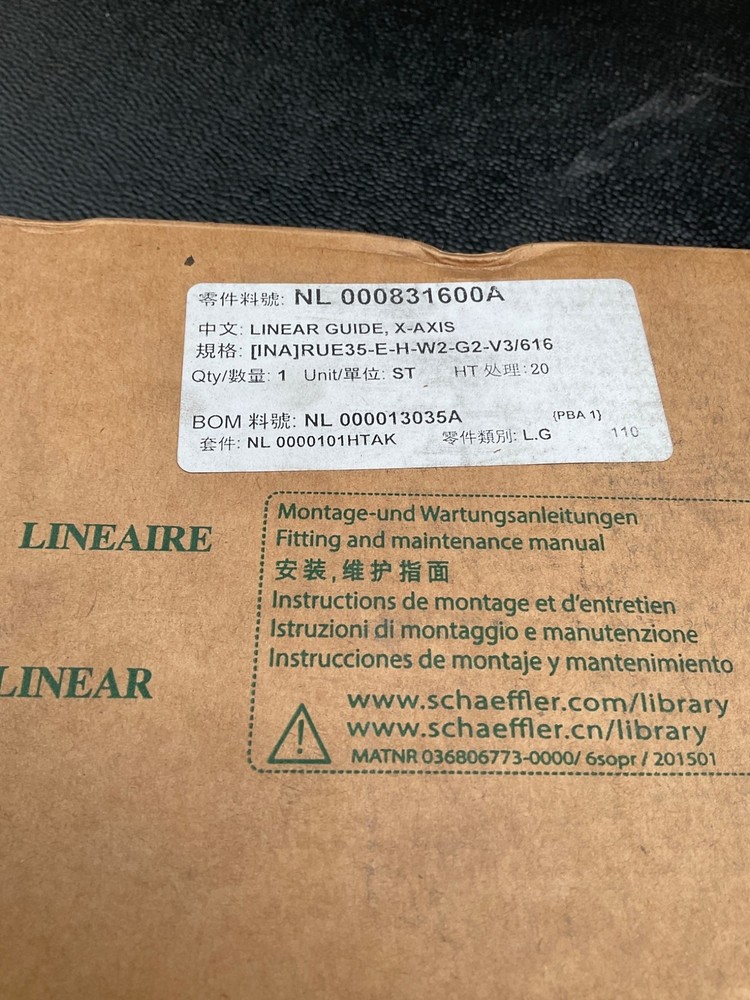 INA RUE35-E-H-W2-G2-V3/616 LINEAR GUIDE X-AXIS NEW