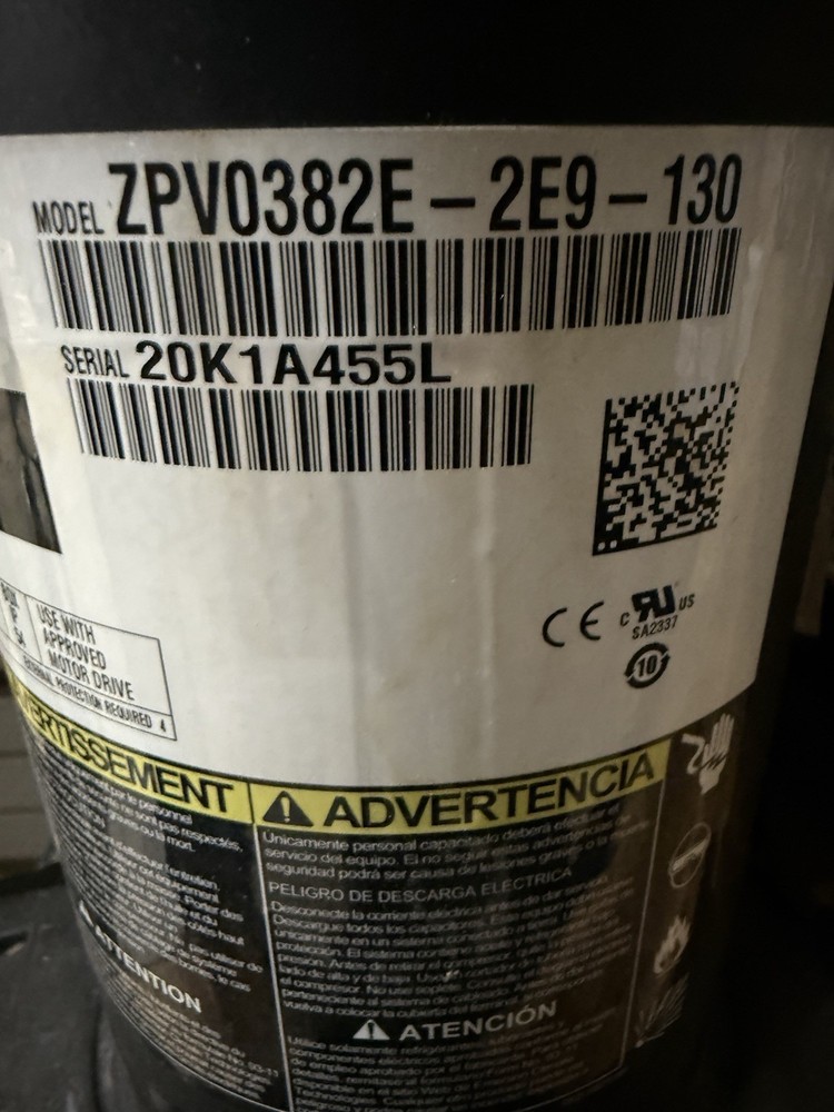 ZPV0382E-2E9 Copeland Variable Speed Scroll Compressor R410A NEW