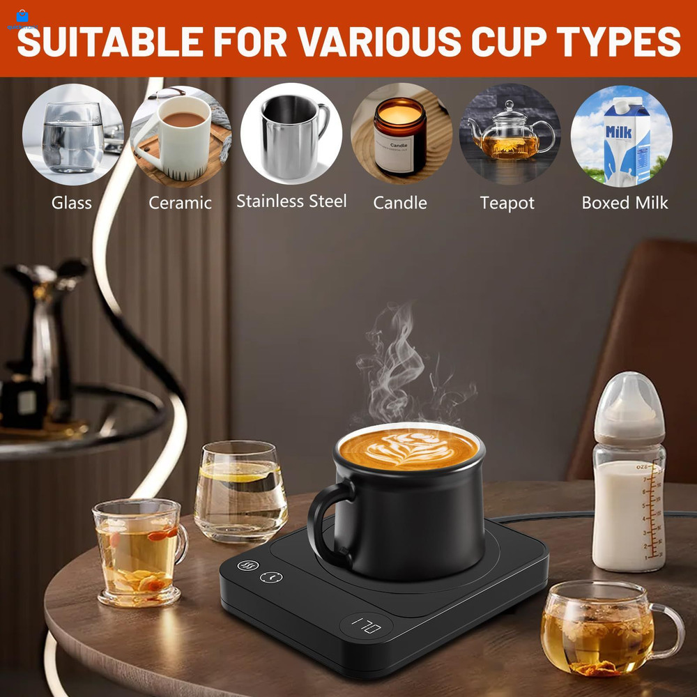 Mug Warmer, Coffee Warmer with 3 Temp Settings, 3.7D, C Black