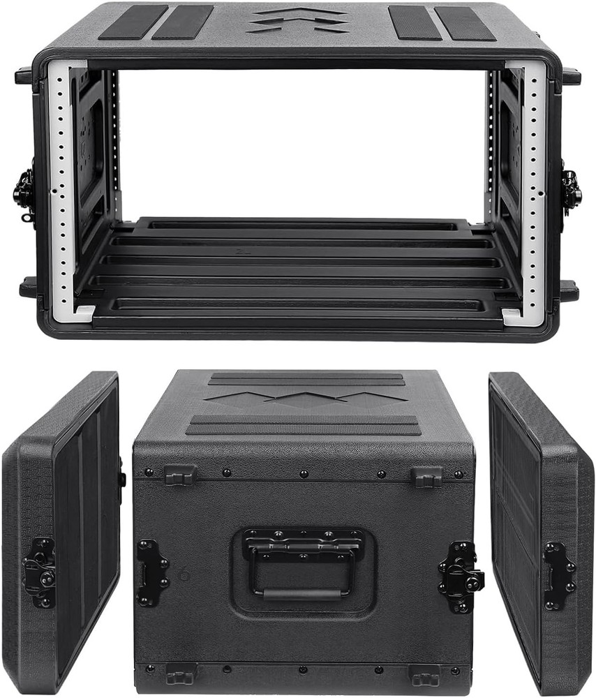 6U Rack Case Shallow 17" Depth, 19" Rackmount Flight Case for Amplifier, Audio