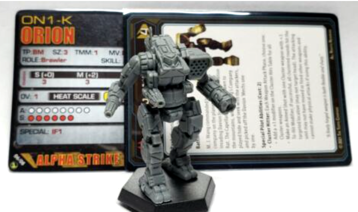 Battletech Orion Mech + Pilot Cards IS Kickstarter Catalyst Direct Fire Lance