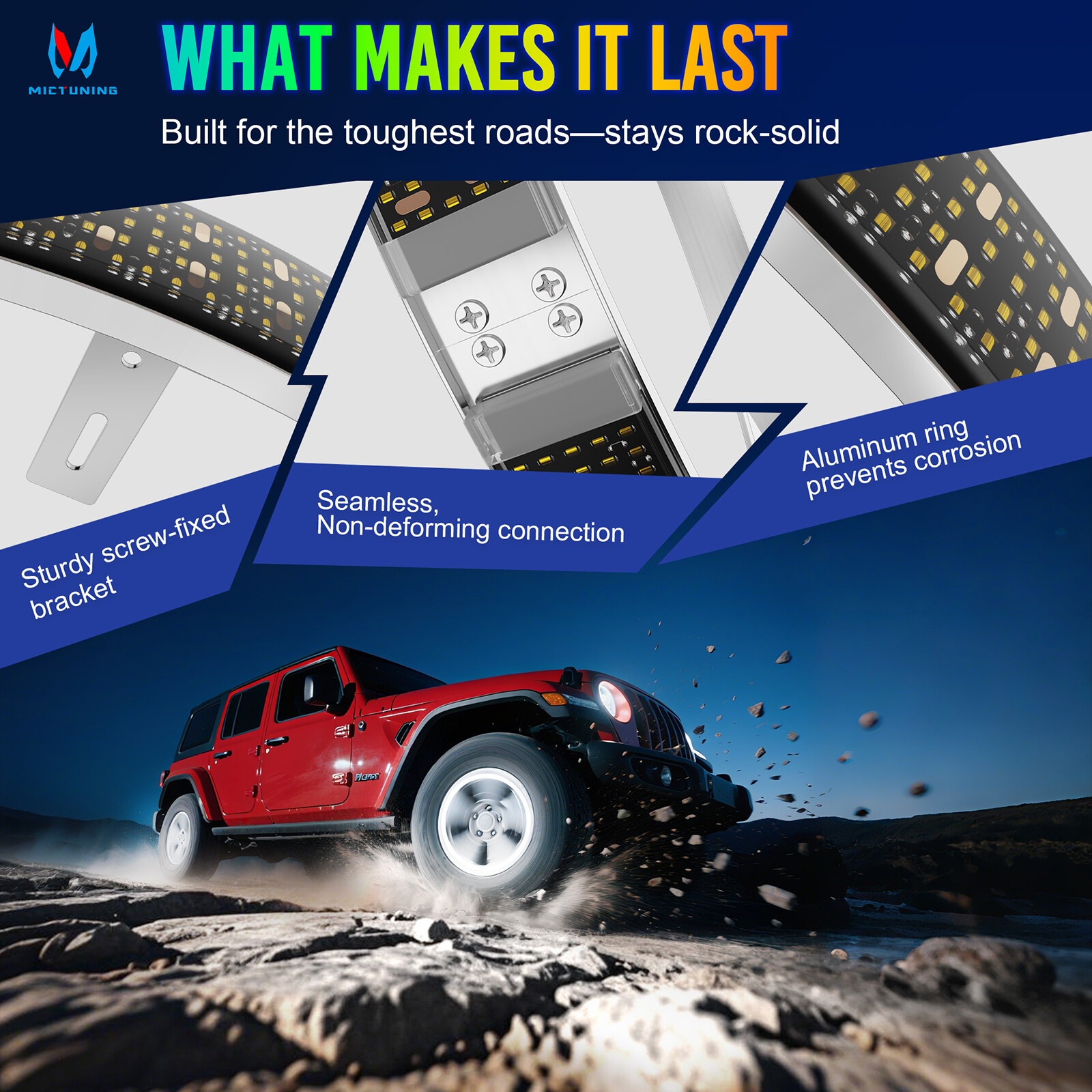 4Pcs 300W 17" Inch 5-Row Pure White LED Wheel Lights Car Rim Lights Ultra-Bright