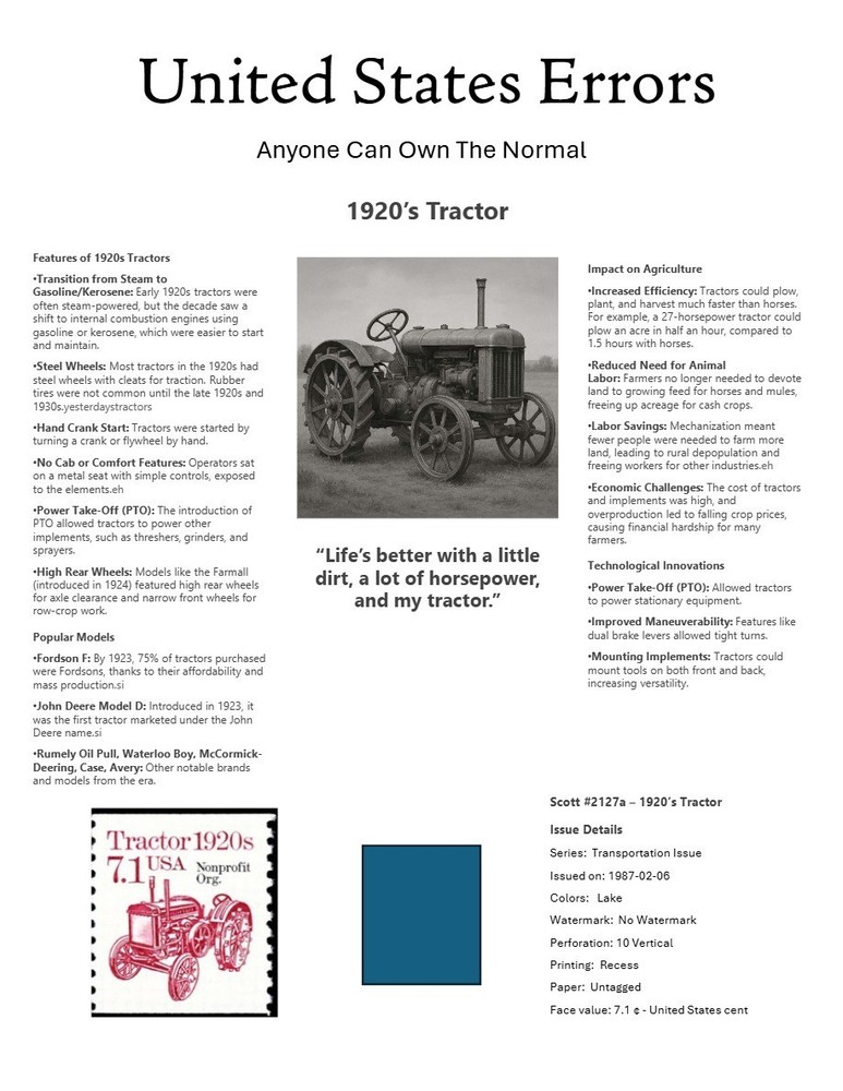 Centsational Custom Presentation Panel For Error SN 2127a - 8.5” X 11”