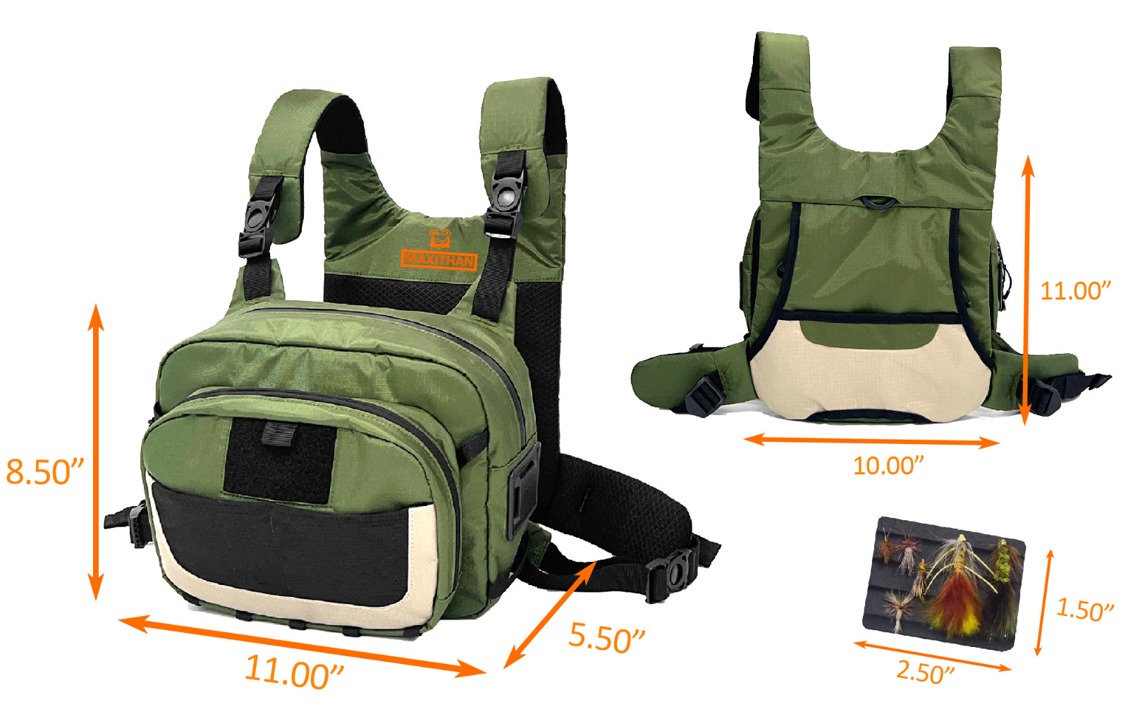 Whitewater Fly Fishing Chest Pack-Versatile Chest Bag with Magnetic Front Pocket