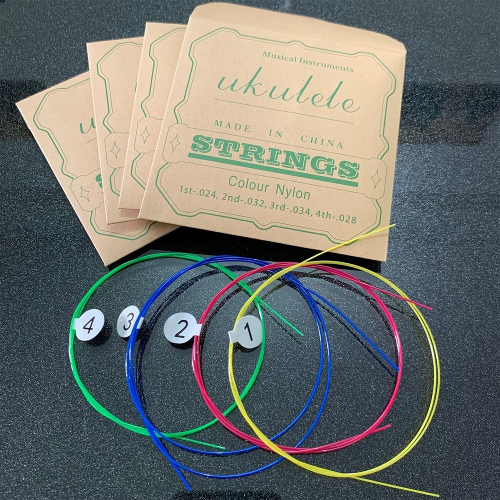 RAUYIVANY Ukulele strings, 4 Packs Colorful Nylon Ukulele strings, Replaceabl