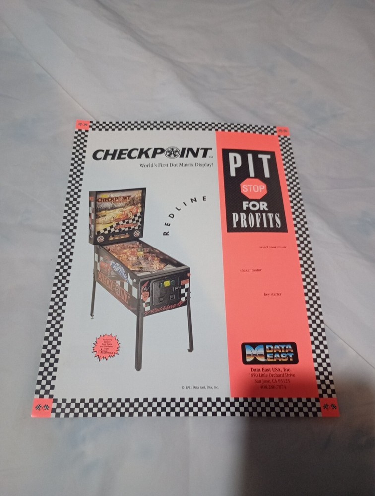 Data East Checkpoint Original Pinball Machine Sales Flyer #082