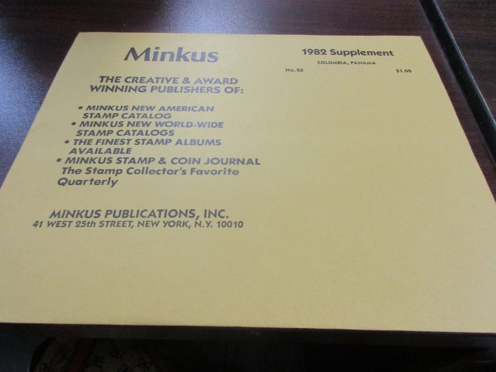 "MINKUS"  1982  SUPPLEMENT COLOMBIA, PANAMA W/FREE SHP.