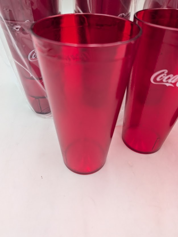 20-24oz Restaurant Grade Red Coca Cola Heavy-Duty Plastic Tumblers
