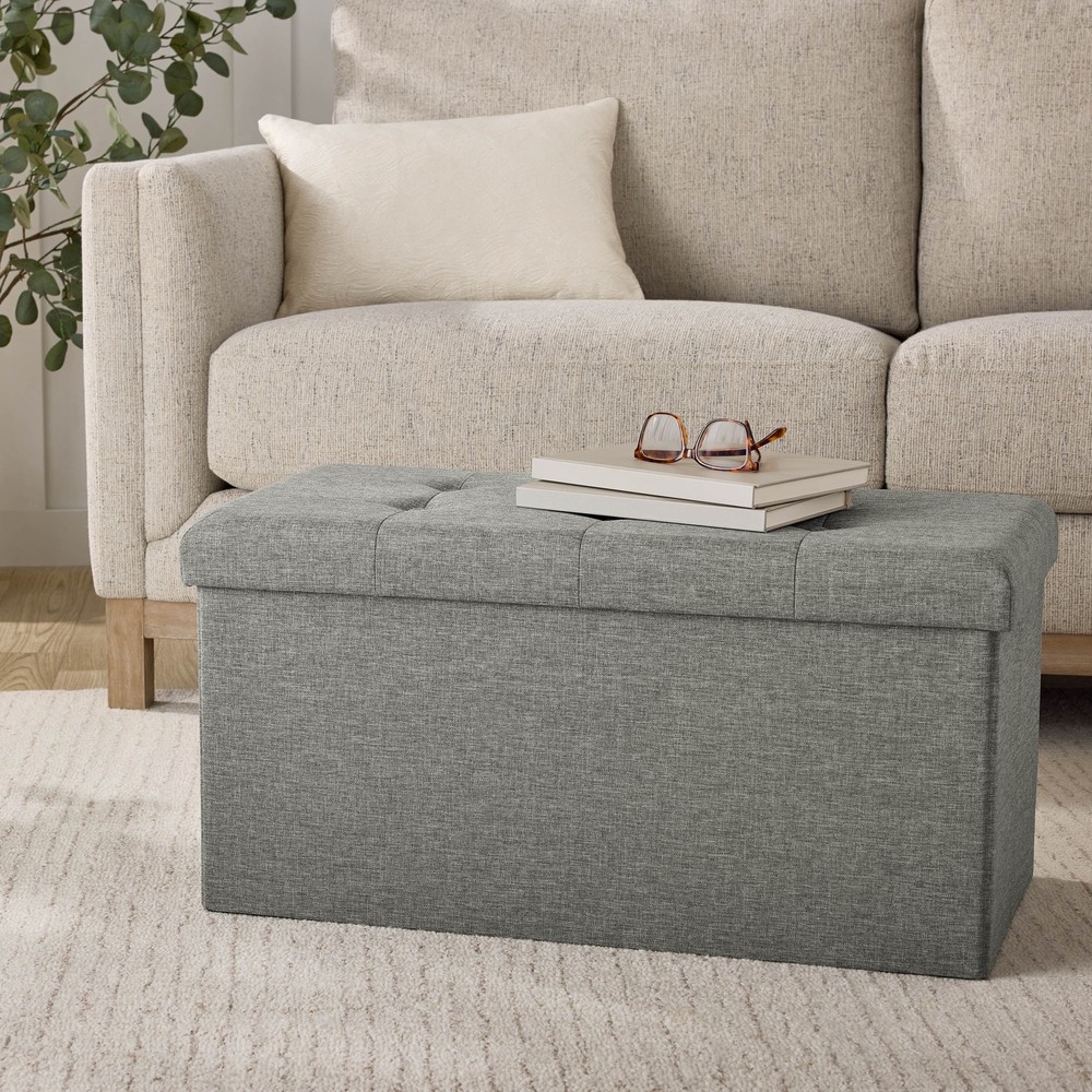 30" Collapsible Storage Ottoman Cream