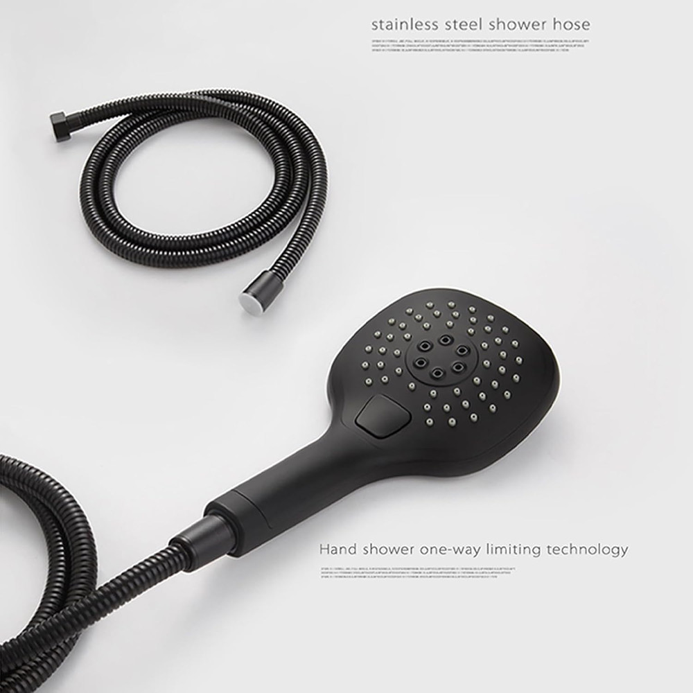 Matte Black LED Rain Shower Head - 2-Function Square Stainless Steel Ceiling Mou