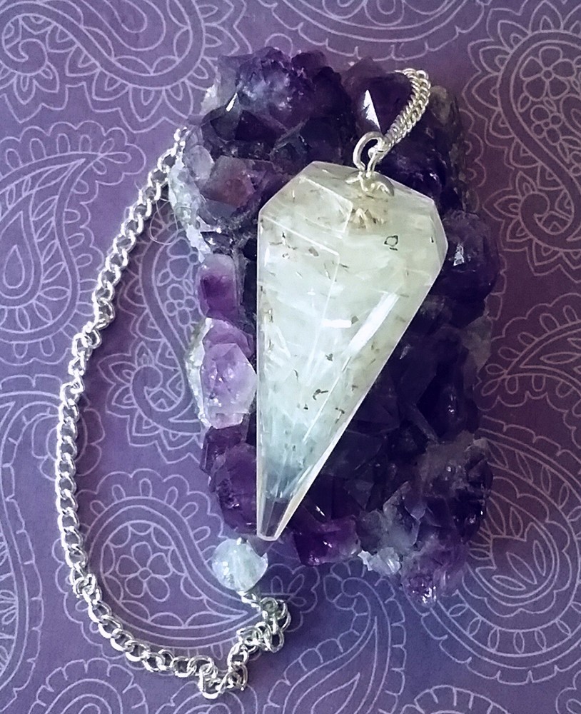 ORGONE SELENITE DOWSING PENDULUM, SELENITE DOWSING PENDULUM, CRYSTAL PENDULUM