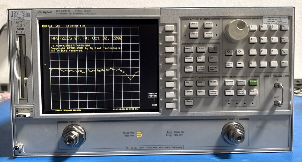 Agilent Keysight 8722ES Opt 007 S-Parameter Vector Network Analyzer 50MHz-40GHz