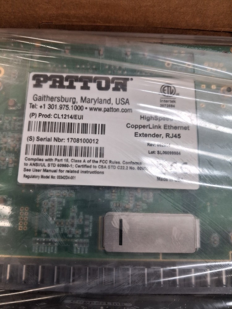 NEW! OLD STOCK -Patton Copperlink Ethernet Range Extender CL1214
