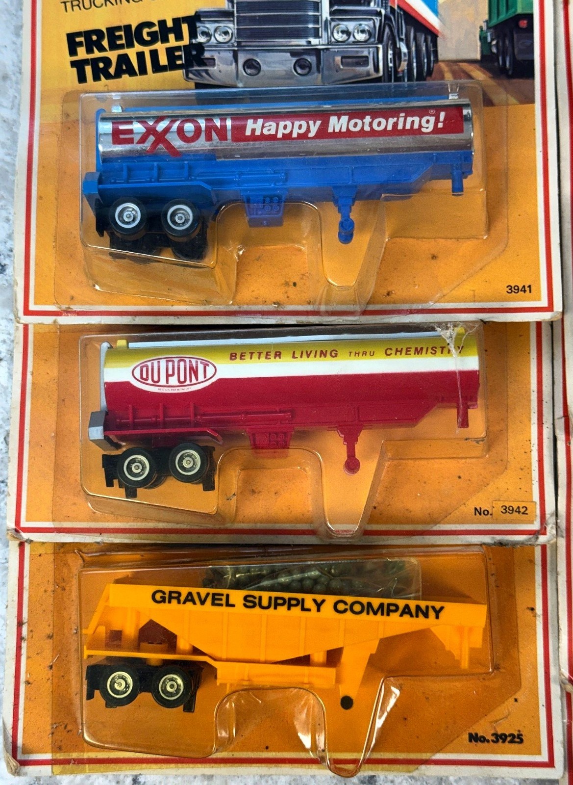 Tyco US1 Electric Trucking Lot of 7 Semi Trailers Exxon Dupont Coca Cola etc NIP