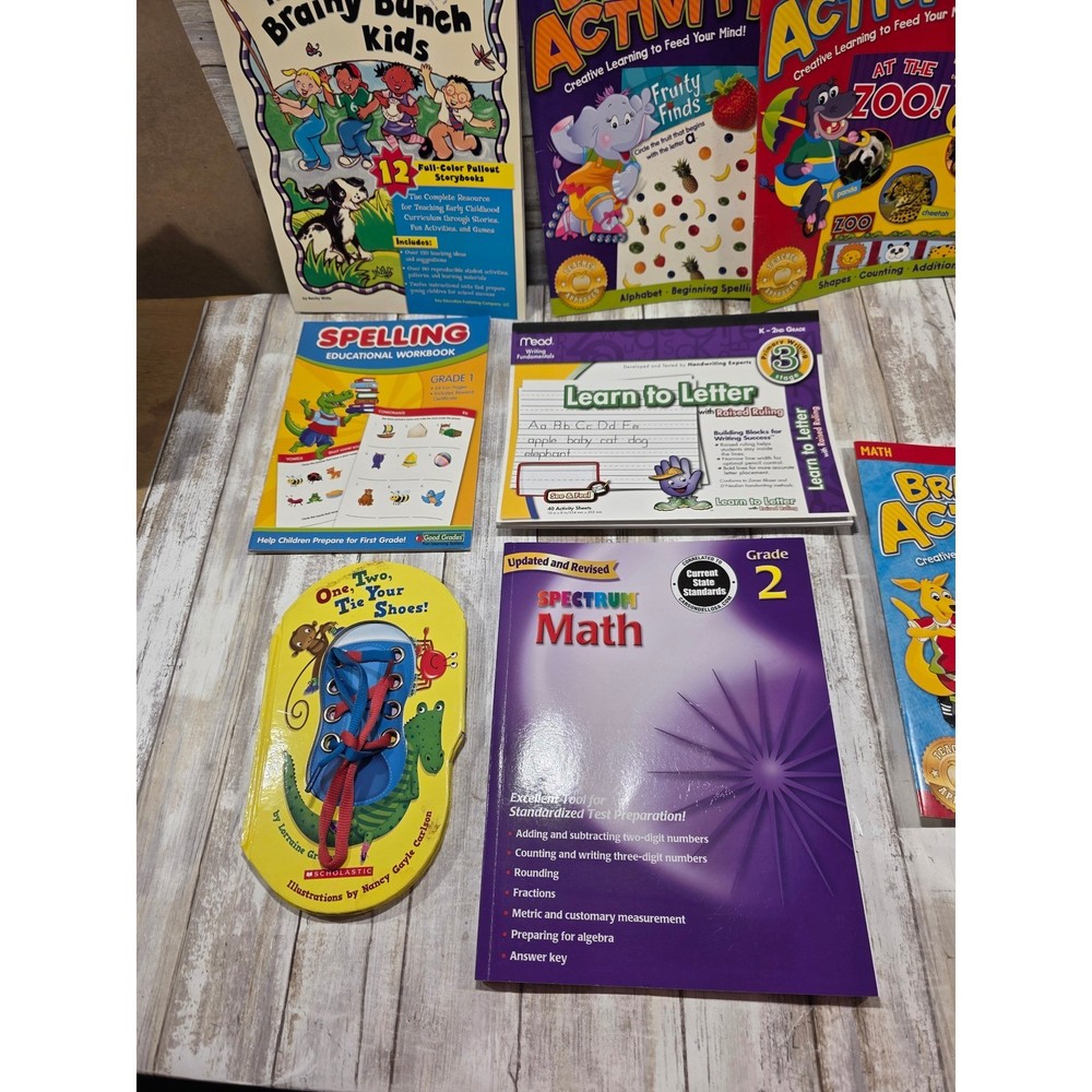 Educational Workbook Lot Brainiac Activity Spectrum Math Mead Scholastic K-2nd