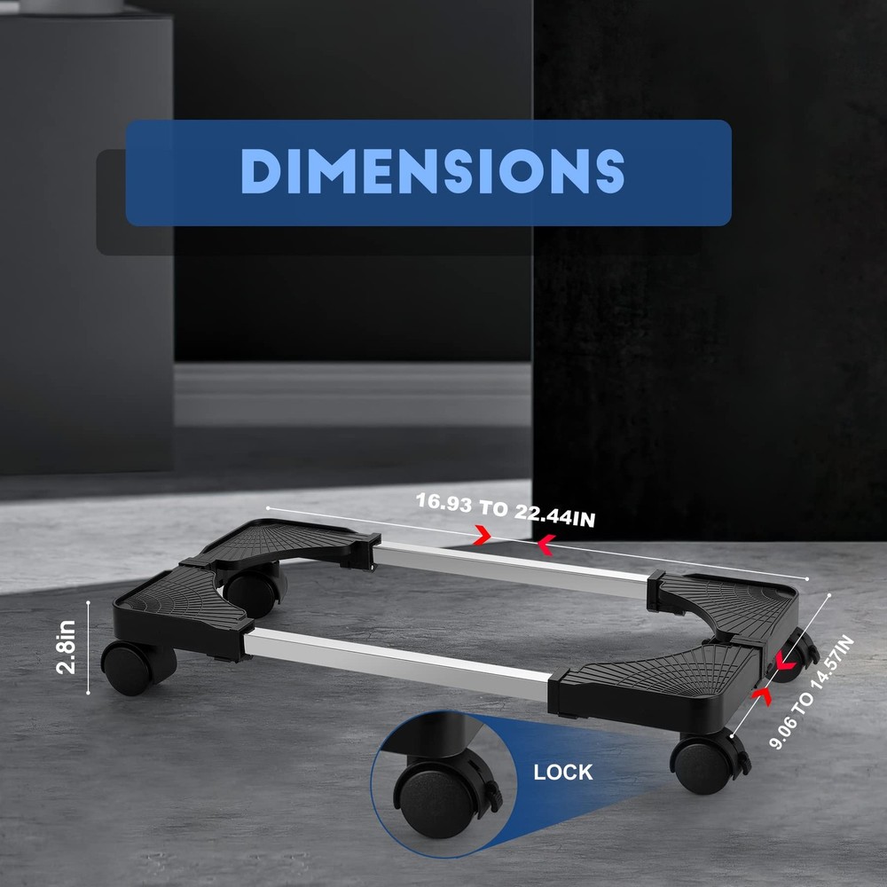 Mobile CPU Tower Stand with Adjustable Height and 4 Rolling Casters
