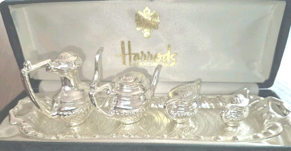 Harrods Miniature Silver Tea Set With Box