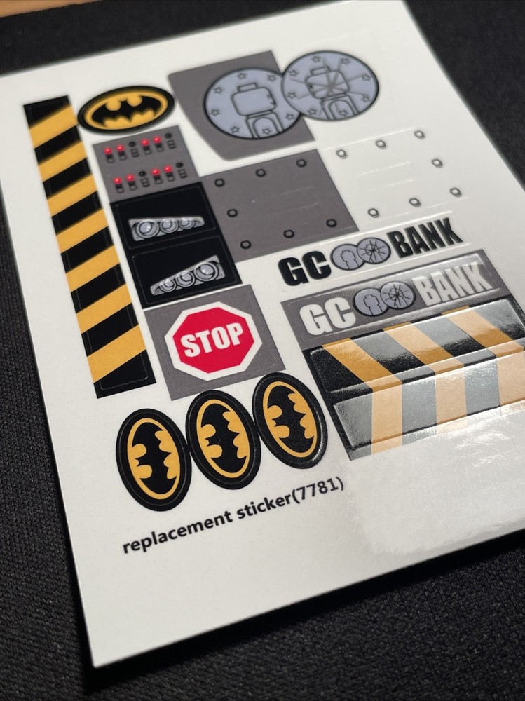 NEW Lego 7781 Batman The Batmobile Two Face Escape Replacement Sticker Pack Only