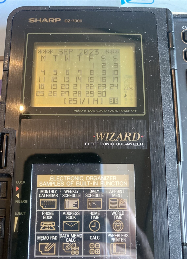Vtg Sharp OZ-7000 Wizard Electronic Organizer Bundle- Tested Working - New Batts