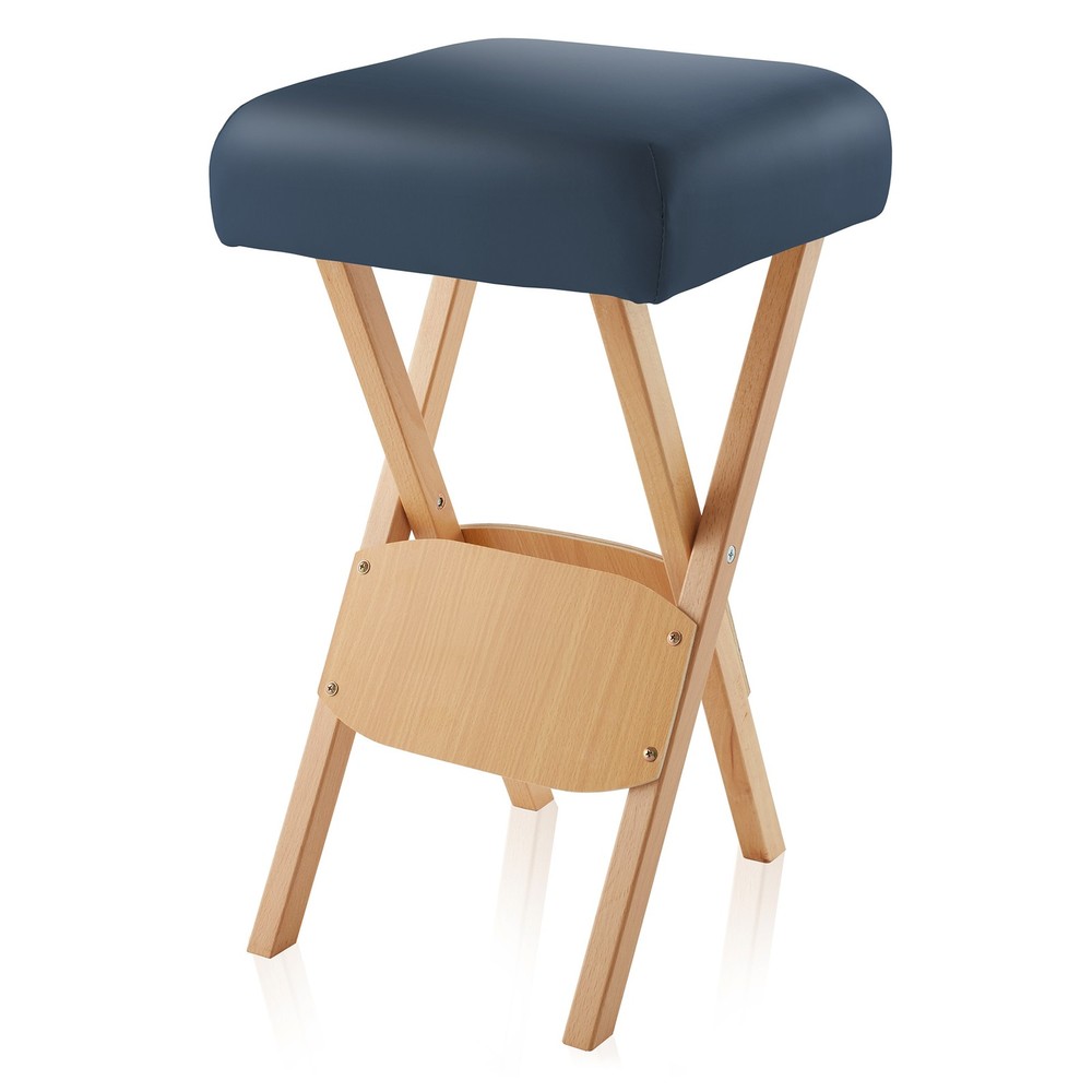 Portable Wood Folding Massage Stool - Blue