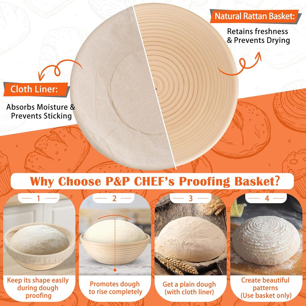 Bread Proofing Baskets Sourdough 9" Proofing Basket 2 Set Dough Making Baskets