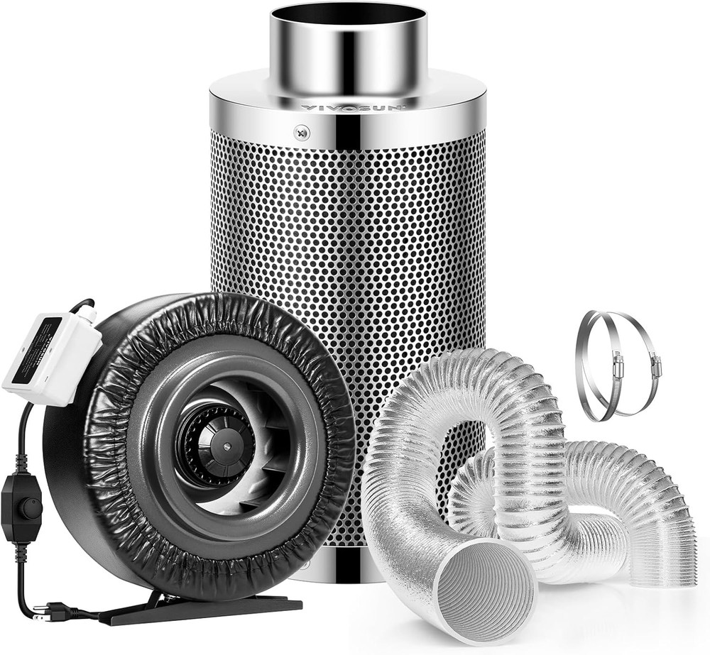 VIVOSUN 8" 740CFM Inline Fan Kit w/ 25ft Ducting & Speed Controller