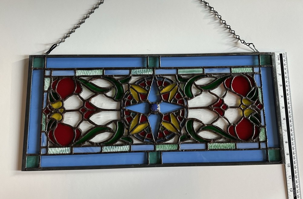Handcrafted Compass Rose Stained Glass Panel