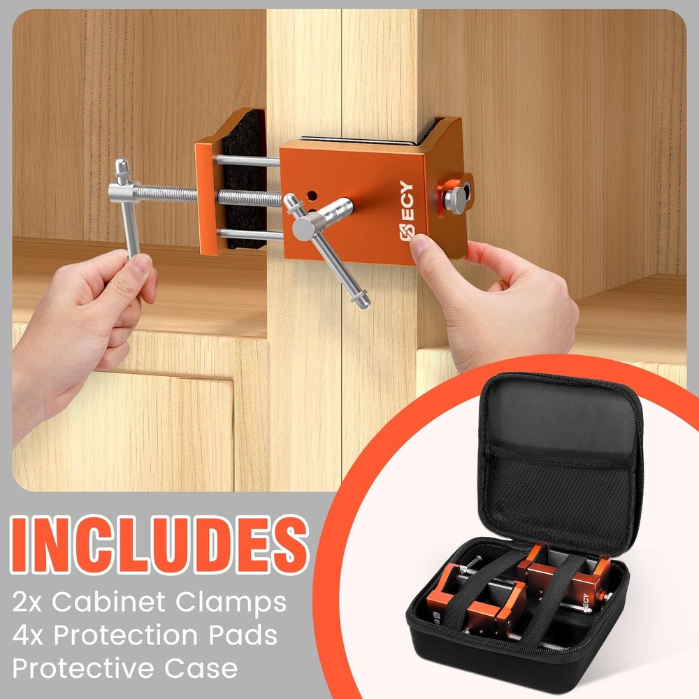 ECY Cabinet Clamps 2 Pack - Cabinet Face Frame Alignment Tool，Anodized Al