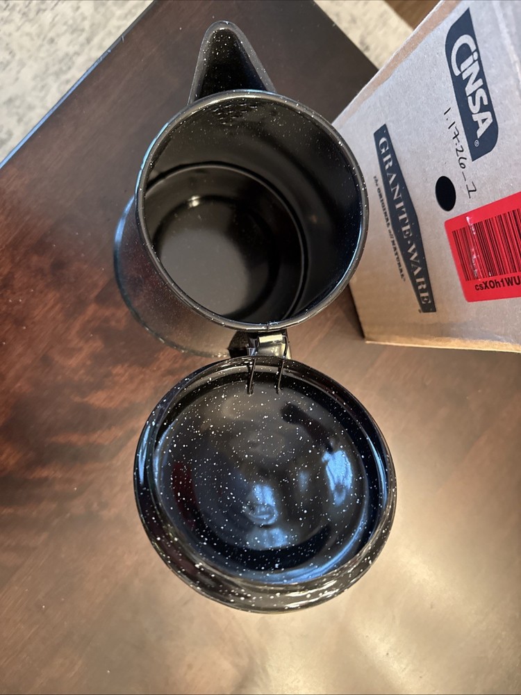 Granite Ware Coffee Boiler, 12 Cup - Speckled Black