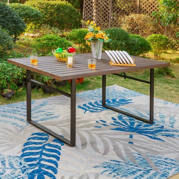 Outdoor Dining Table with Umbrella Hole Metal Patio Table 14 - Style