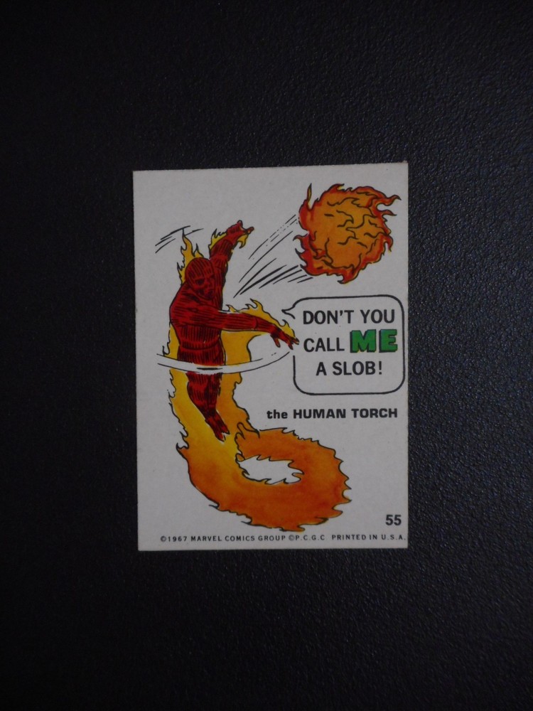 1967 MARVEL COMICS SUPER HEROES STICKER #55 LAST  ( THE HUMAN TORCH )