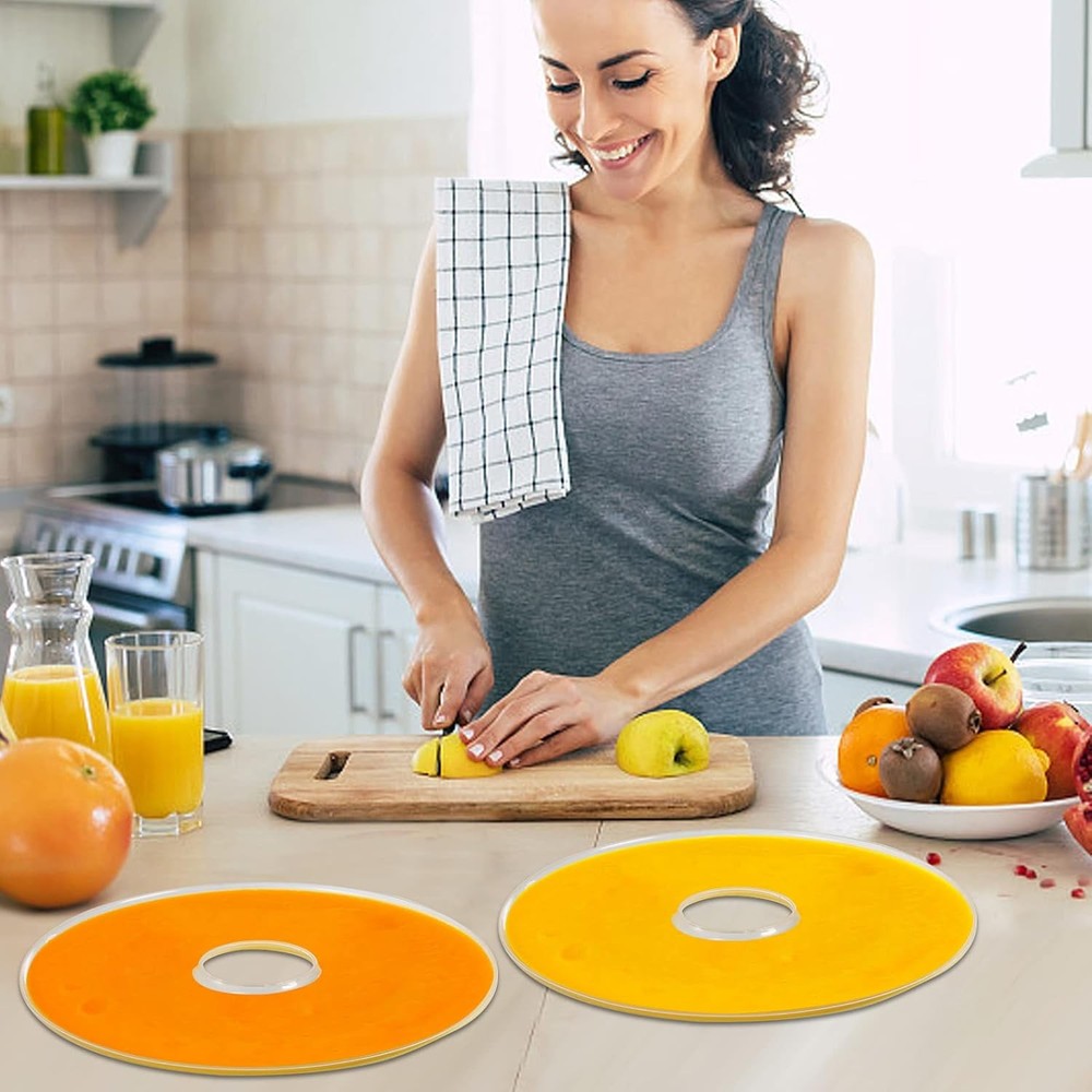 6 Pack Fruit Roll Sheets, Round Plastic Dehydrator Sheets with Edge