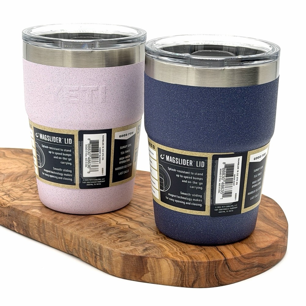 YETI Rambler 16 oz Stackable Cup Cherry Blossom & Moon Dust LE Stone Texture Set