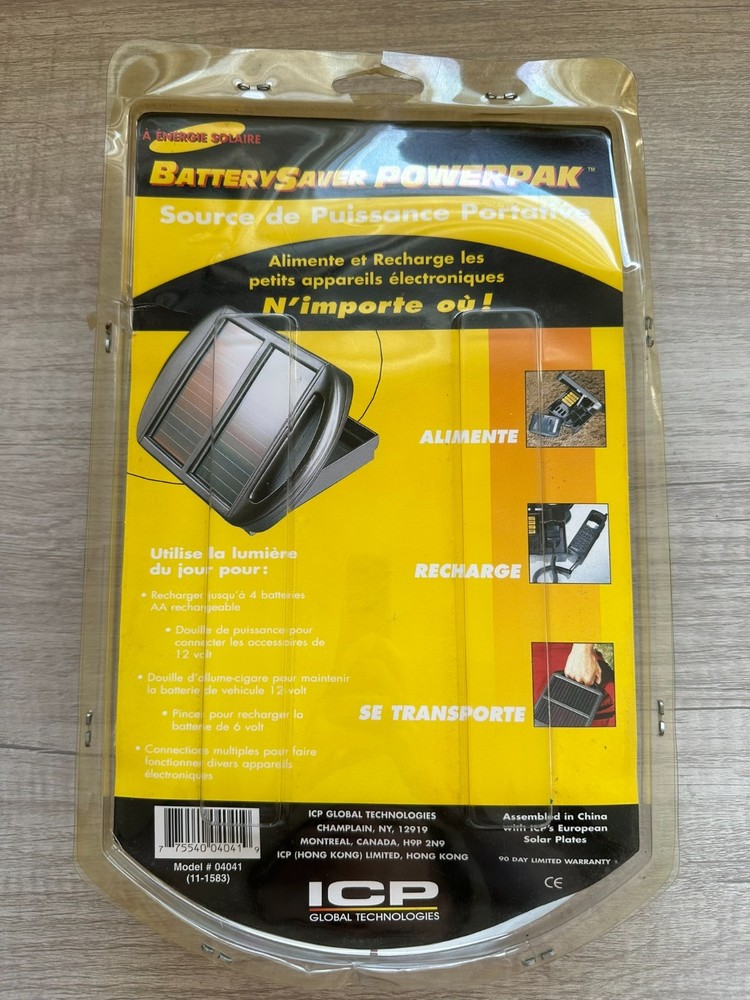 ICP Solar Powered Battery Saver Powerpak Portable Power Source NOS