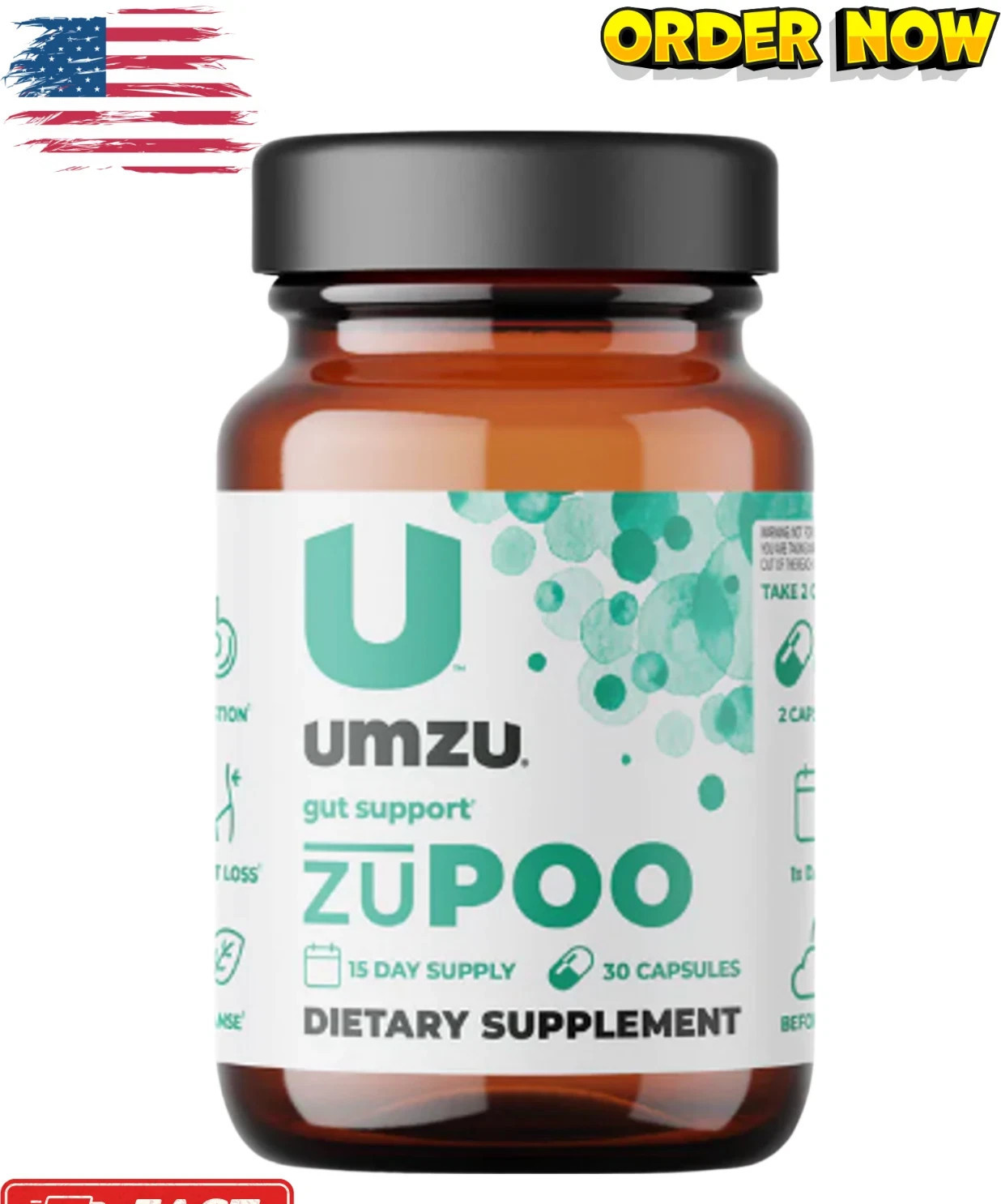 UMZU Zupoo Gut Support Colon Cleanse Dietry Supplement 30 Capsules