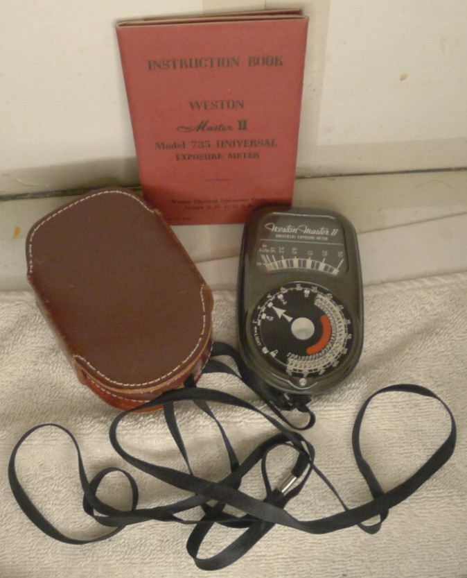 Weston Master II Model 735 Exposure Meter with Leather Case, Neck Strap & Manual