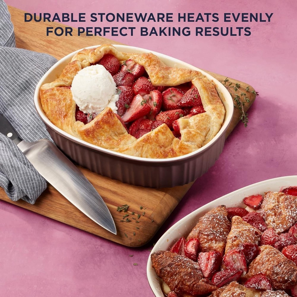 Durable 6-Piece Bakeware Set with Lids - Crack Resistant, Easy Clean Design
